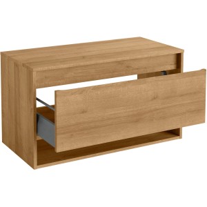 Fackelmann Waschbeckenunterschrank NATURA Asteiche, 93,4 cm breit, mit offener Schublade.