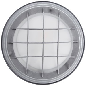 Betongraue Brilliant Deckenleuchte Typhoon, Ø 29 cm, mit Metallgitter. Moderne Deckenlampe für Innenräume.