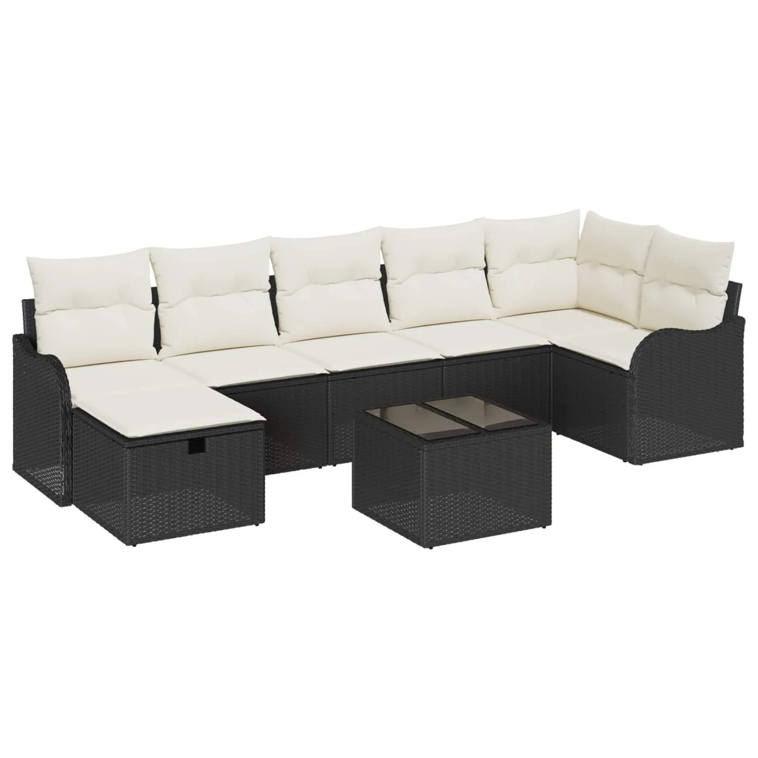 vidaXL Sofa Set mit Kissen 8-Tlg Schwarz und Creme Poly-Rattan 3359006 günstig online kaufen