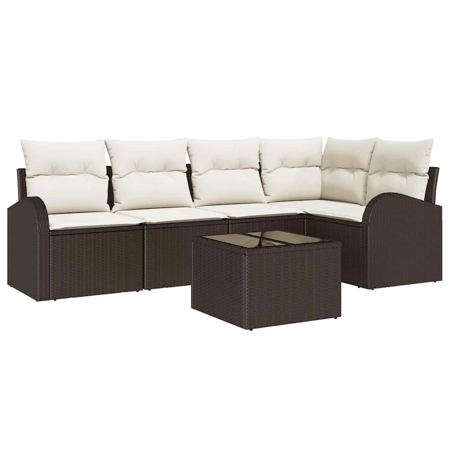 vidaXL Garten-Sofa-Set mit Kissen 6-Tlg Braun und Weiß Poly Rattan 3354717 günstig online kaufen