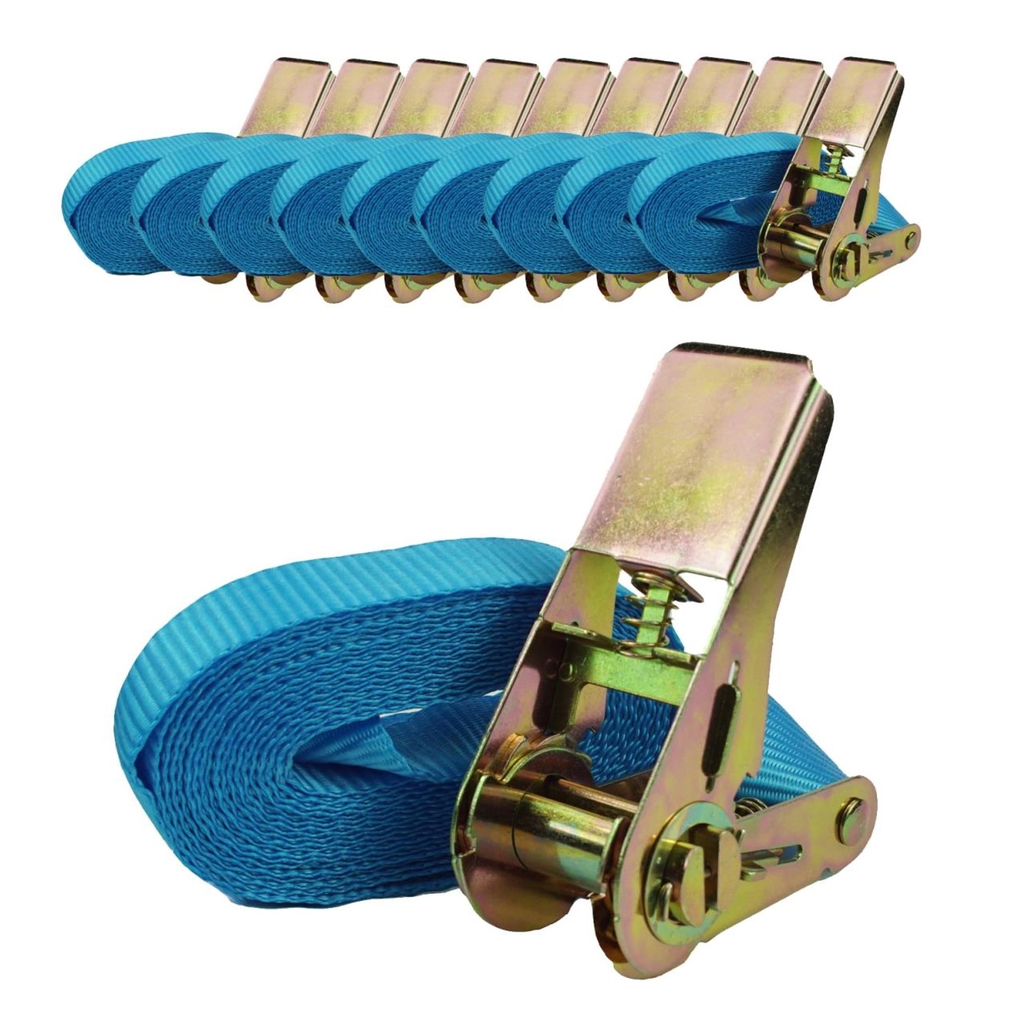 Thumbnail - TRUTZHOLM 10x Profi Ratschen Spanngurt 1 Teilig 4m 0,8t 800kg TÜV GS Blau