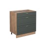 Vicco Küchenunterschrank Fame-Line Grün-Gold Landhaus Goldkraft Eiche 80 cm mit 3 Schubladen ohne Arbeitsplatte