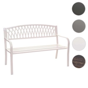Weiße MCW Gartenbank F45 mit Armlehne für 2 Personen.