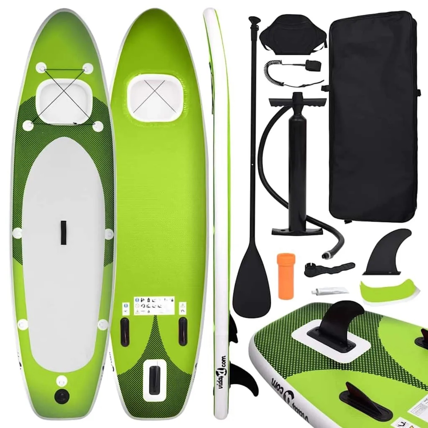 vidaXL SUP-Board-Set Aufblasbar Grün 300x76x10 cm 93383