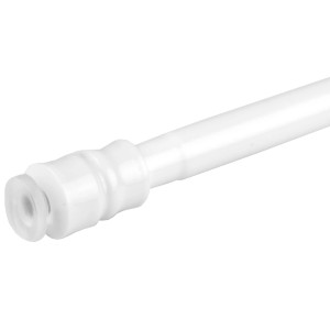 Detailaufnahme: Weiße Bestlivings Klemmstange mit Schraubtechnik, 60-90 cm, für Gardinen.