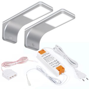 SOTECH 2er SET JUNKER Lighting LED Unterbauleuchten VIOLA 4000K Neutralweiß 12V 3,5W 160 x 55 x 60,5 mm inkl. Trafo und Touch Dimmer