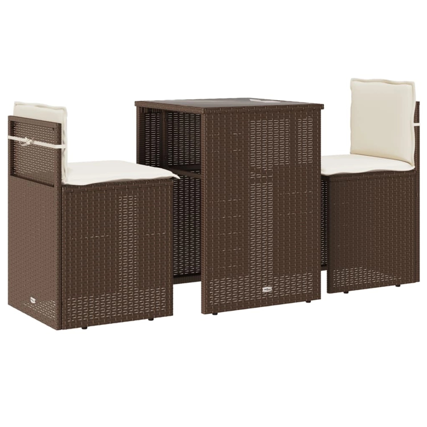 vidaXL 3-tlg Bistro-Set mit Kissen Braun Poly Rattan Modell 9