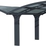 Palram Canopia Doppelcarport Arizone Double Wave mit gebogenem, transparentem Dach und anthrazitfarbenen Pfosten.