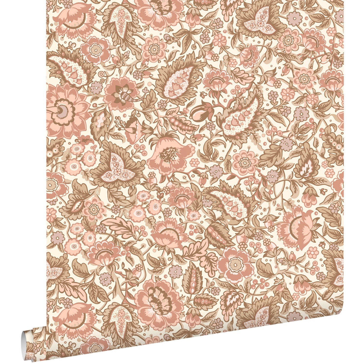 ESTAhome Tapete Blumenmuster Braun und Terrakottarosa 50 x 900 cm günstig online kaufen