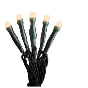 Konstsmide Micro LED-Lichterkette mit 50 bernsteinfarbenen, gefrosteten LEDs für den Innenbereich.