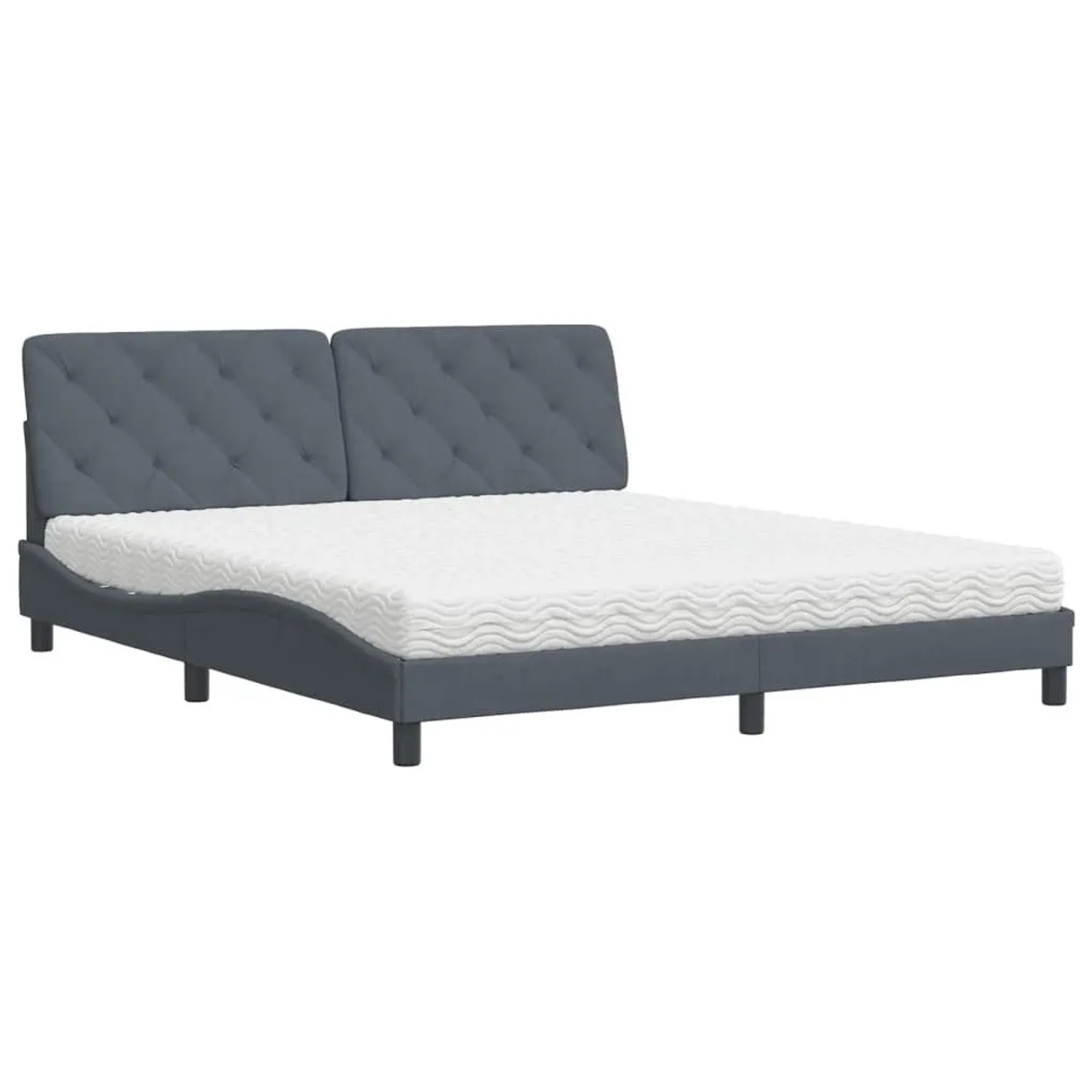 vidaXL Bett mit Matratze Dunkelgrau 180x200 cm Samt 3208671
