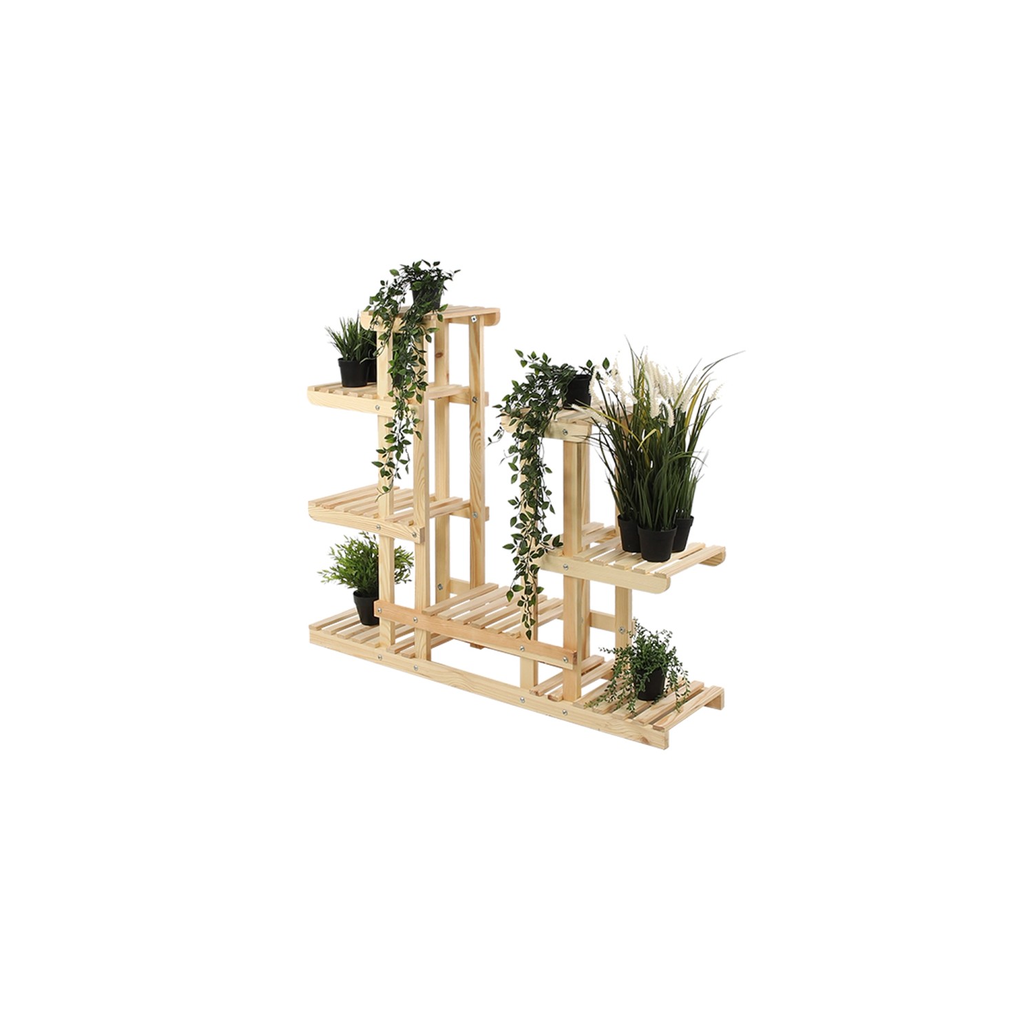 PROREGAL Blumenständer FLORANGE HxBxT 116x95x25cm 8 Ablagen Kieferholz Natu günstig online kaufen