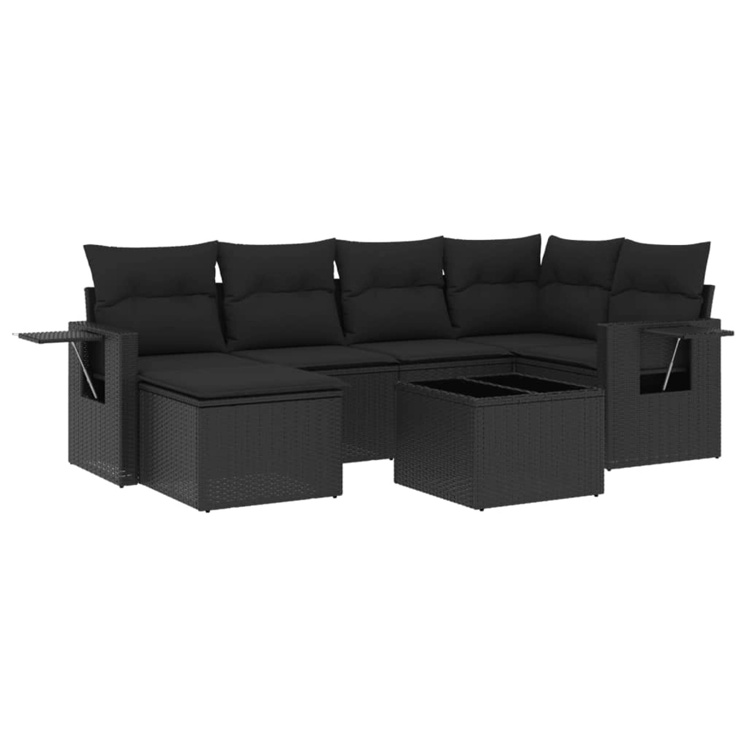 vidaXL 7-tlg Garten-Sofagarnitur mit Kissen Schwarz Poly Rattan Modell 246 günstig online kaufen