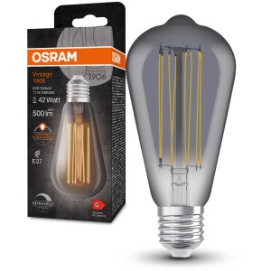 Osram LED-Lampe E27 Edison, 11W, Vintage-Look. Dimmbares Leuchtmittel mit warmweißem Licht.