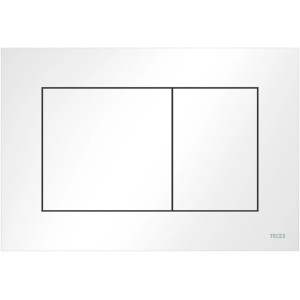 Weiße Tecenow WC-Betätigungsplatte für Zweimengentechnik, flache Bauweise.