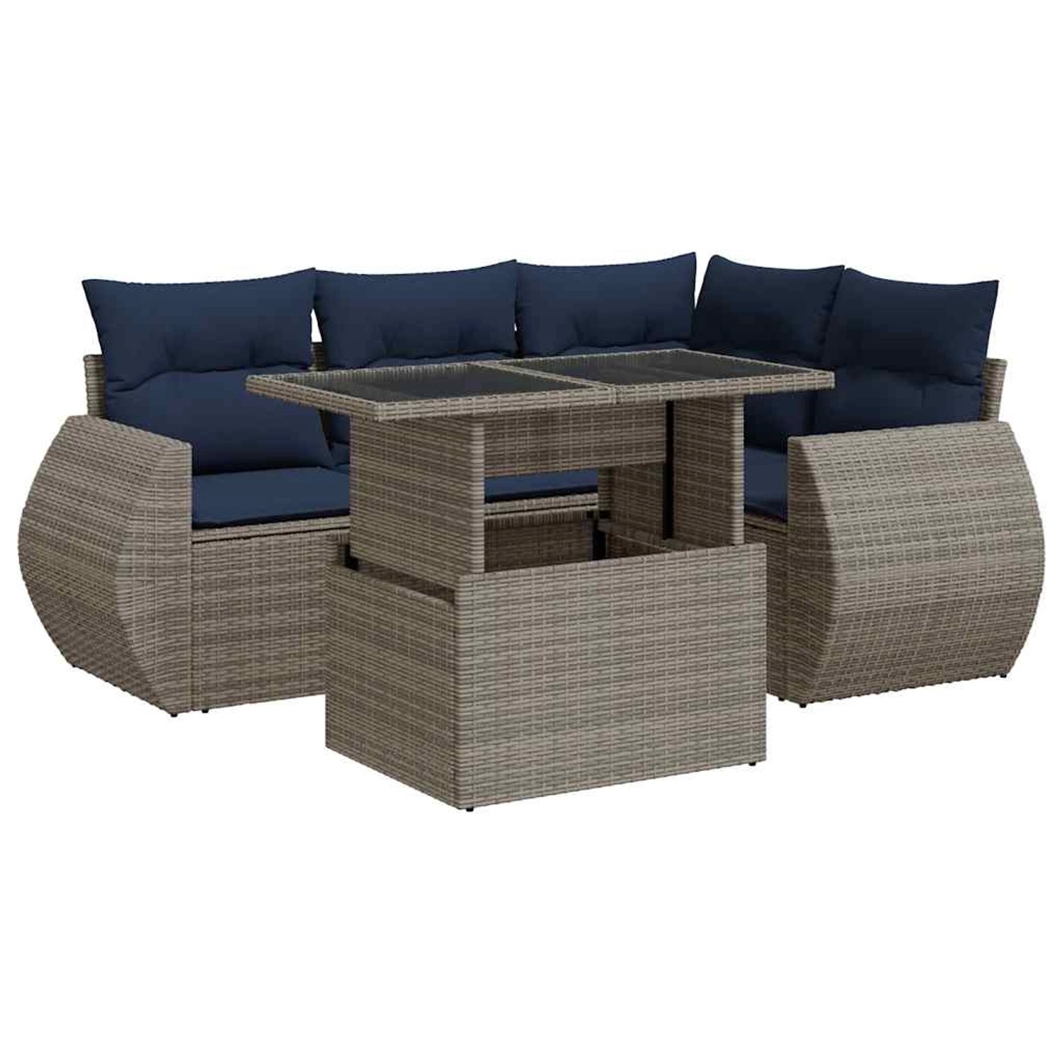 vidaXL 5-Tlg Garten-Sofagarnitur mit Kissen Grau Poly Rattan Akazie 3326632 günstig online kaufen