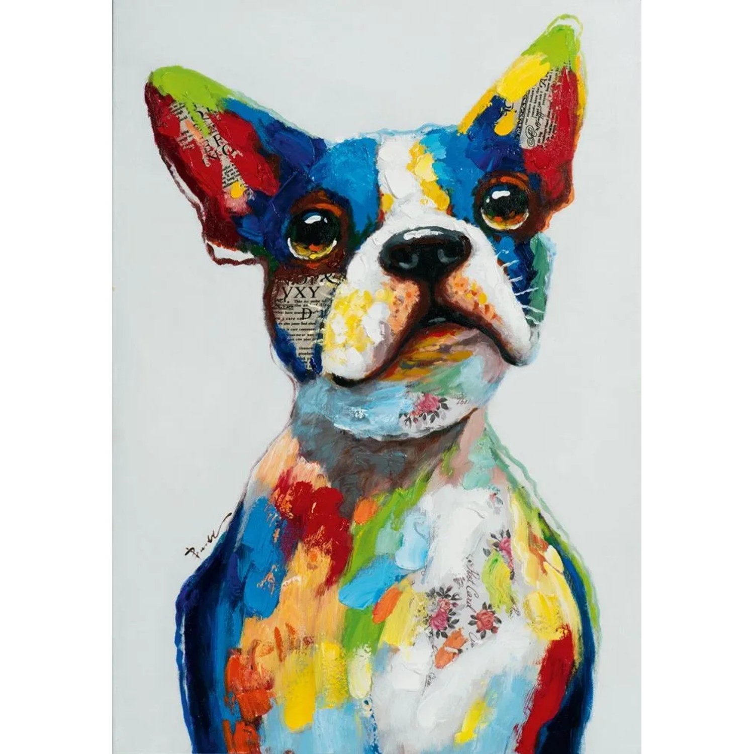Art Universe Leinwandbild Lustiger Bunter Hund 70 x 100 cm