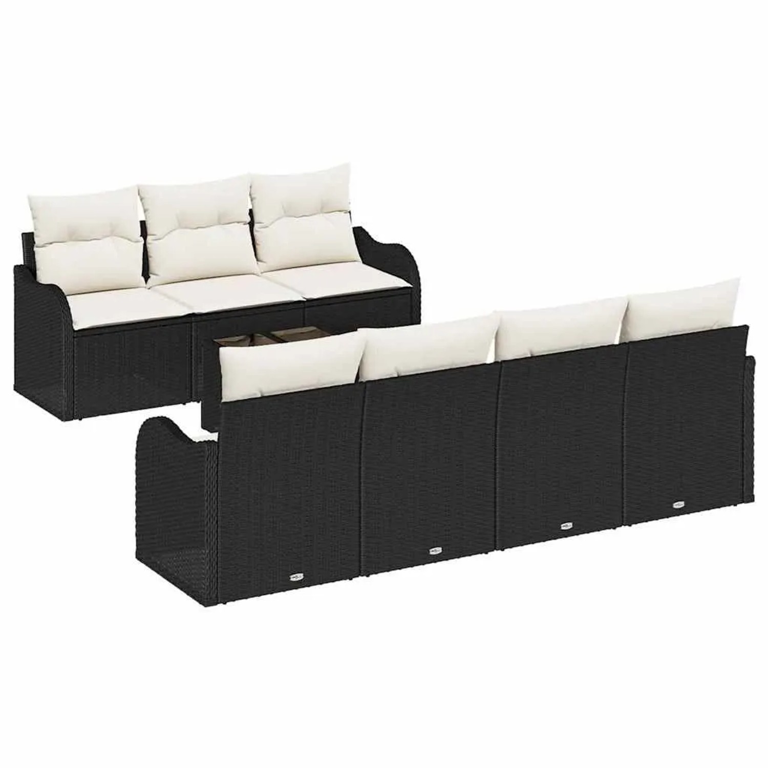 vidaXL Gartensofa-set Schwarz 55 x 55 x 37 cm Poly-Rattan 3345607 günstig online kaufen
