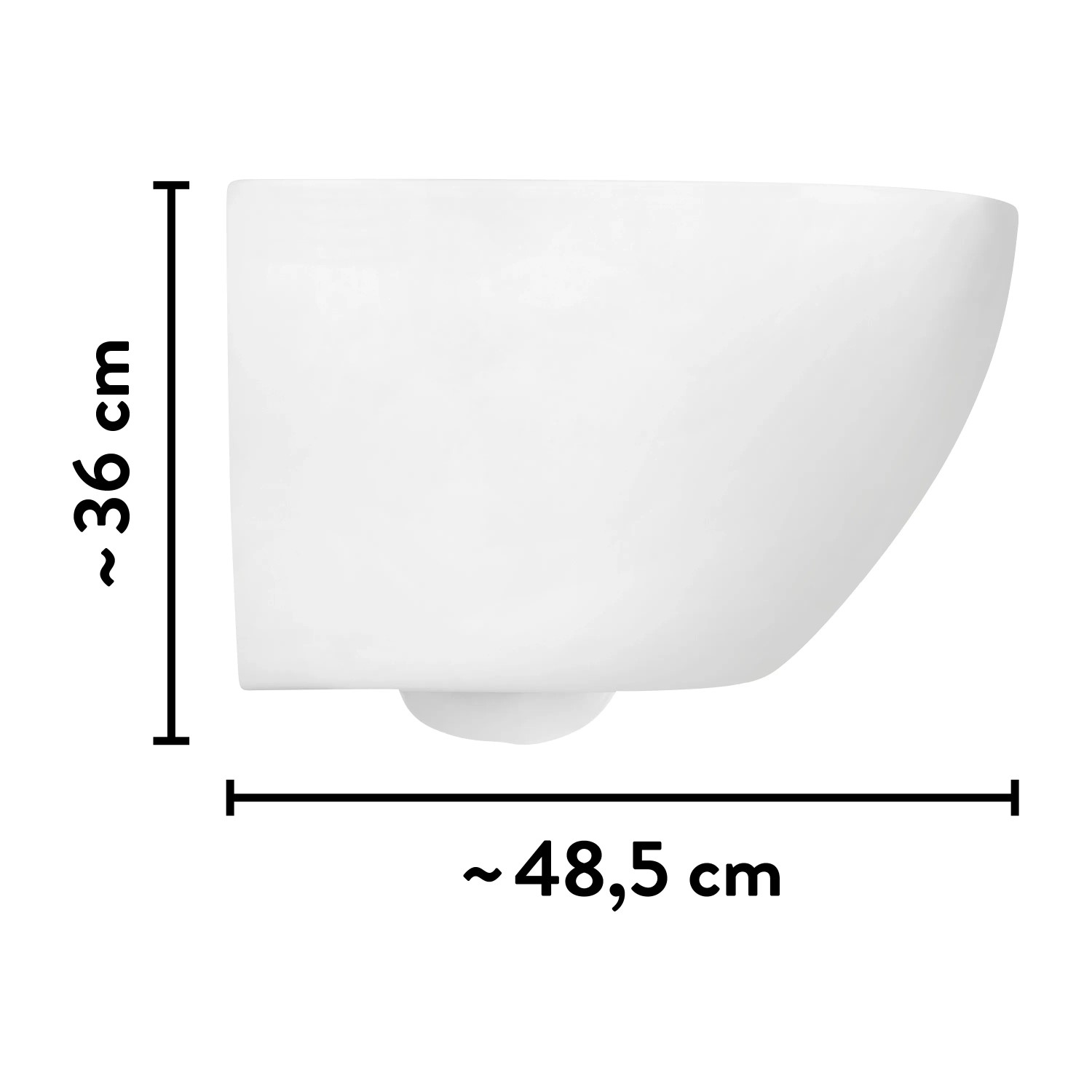 Weißes, spülrandloses baliv Wand-WC-Set Davenport mit verkürzter Bauform.