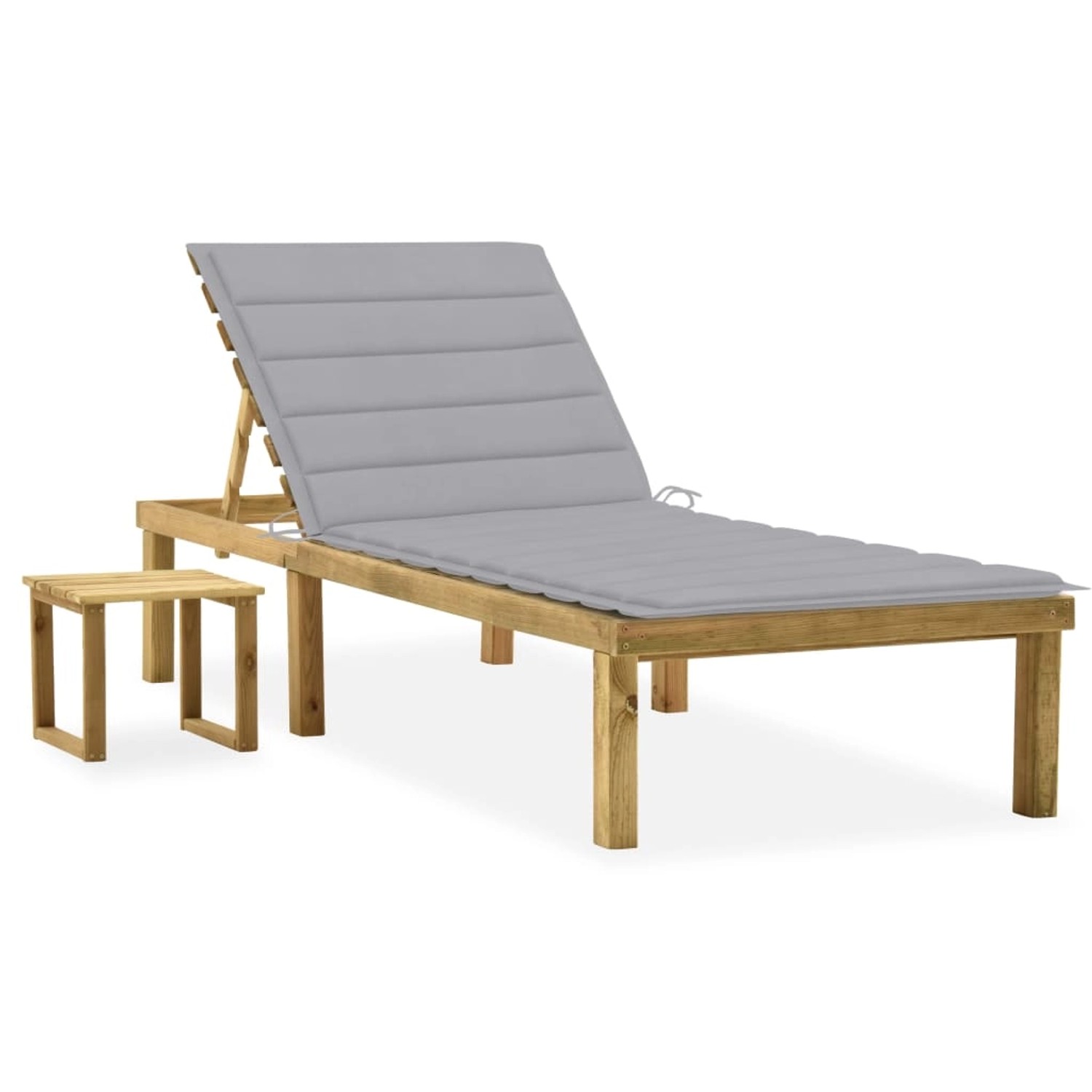 vidaXL Garten-Sonnenliege mit Tisch und Auflage Kiefer Imprägniert 3065835