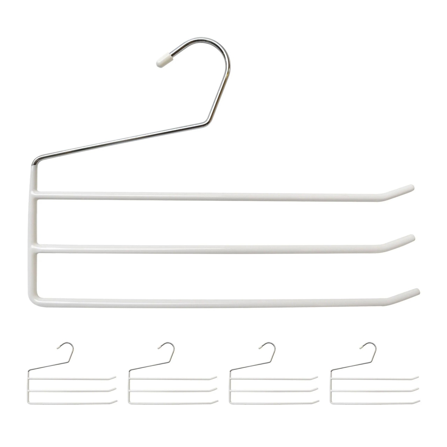 Relaxdays Hosenbügel Mehrfach 5er Set Metall Weiß Rutschfest 23,5 cm x 33,5 cm x 0,5 cm 200 g