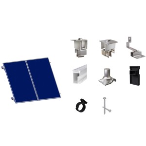 SolMount Montageset für Schrägdach mit 2 Solarmodulen aus Aluminium.