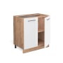 Vicco Spülenunterschrank Fame-Line, 80 cm, Weiß Hochglanz/Goldkraft Eiche mit Regal und Marmor Arbeitsplatte.