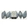 6er Set bruchfester, grauer Christbaumschmuck in Zapfenform mit Glitzer, 8cm hoch.