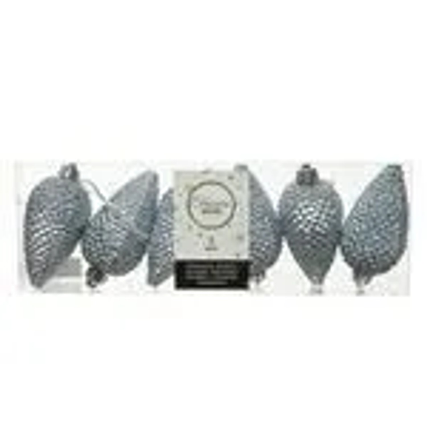 Kaemingk Christbaumschmuck Zapfen Bruchfest  4,5 cm H 8 cm 6 Stueck Grau