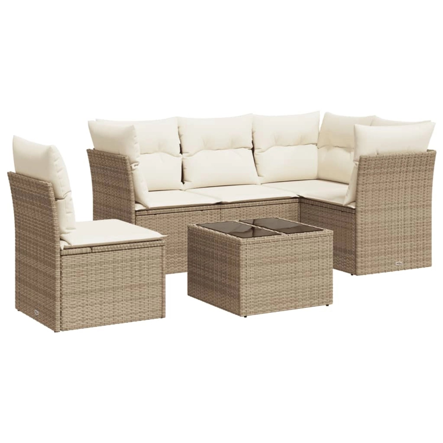 vidaXL 6-Tlg Garten-Sofagarnitur mit Kissen Beige Poly Rattan 3217648 günstig online kaufen