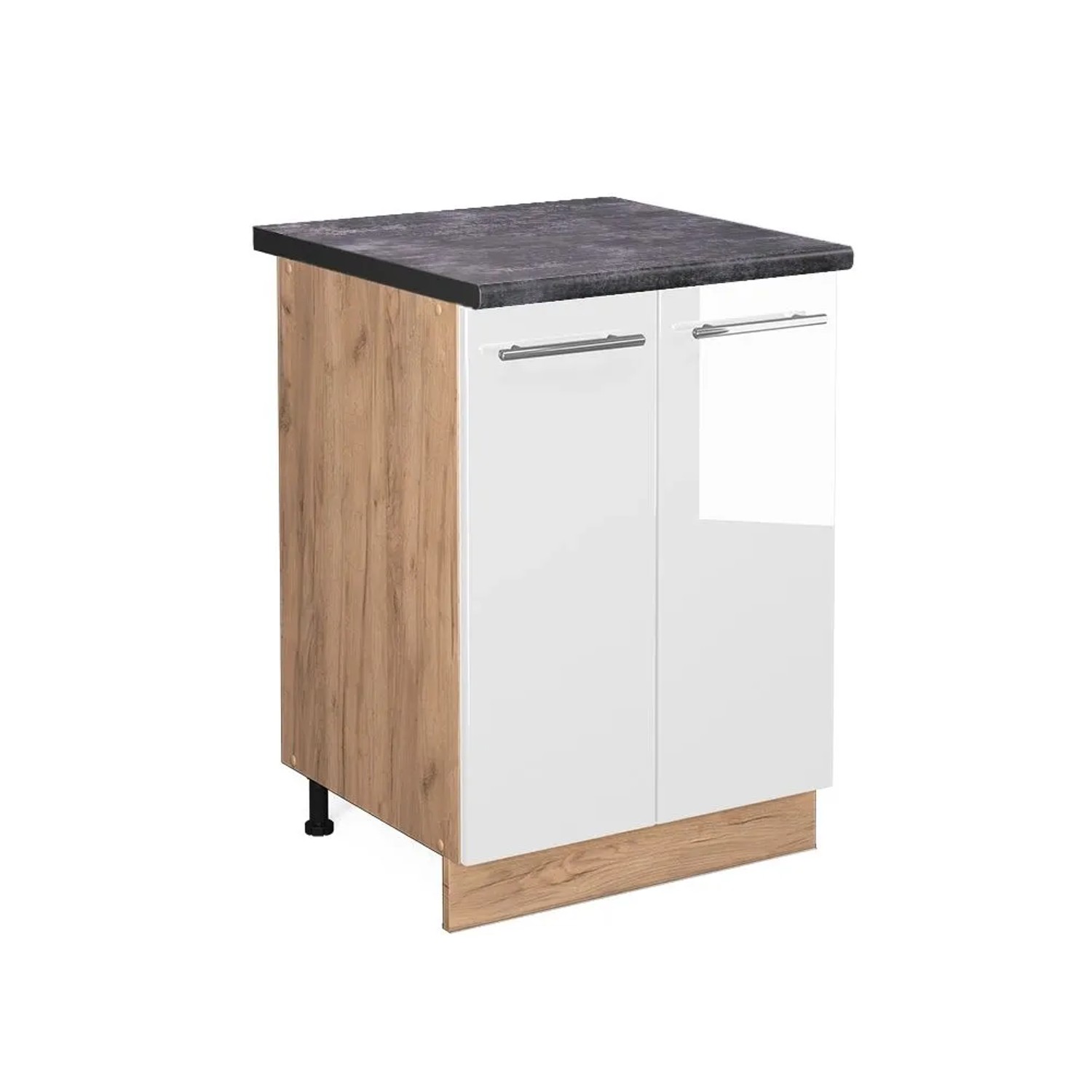 Vicco Küchenunterschrank Fame-Line Weiß Hochglanz Goldkraft Eiche 60 cm AP Anthrazit