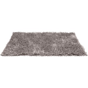 Weiche, rechteckige Badematte Lanas in Taupe aus recycelten PET-Flaschen.