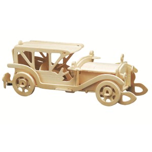 Pebaro Holzbausatz Oldtimer III, unbehandeltes Holzmodell zum Zusammenbauen und Bemalen.