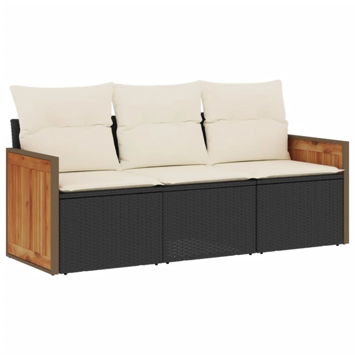 vidaXL 3-Tlg Garten-Sofagarnitur mit Kissen Schwarz Poly Rattan 3227435 günstig online kaufen