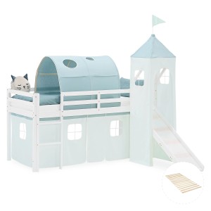 Homestyle4u Kinder Hochbett 90x200 Rutsche Lattenrost Grün Kinderbett 2941