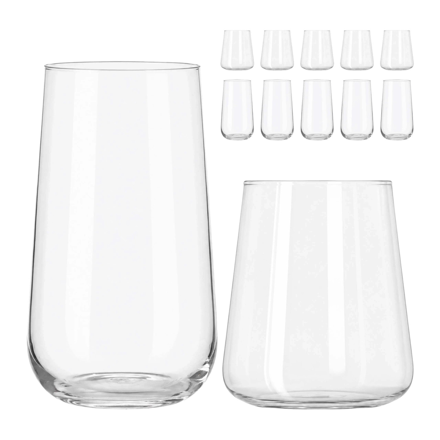 Relaxdays Trinkgläser Glas Transparent 12-teilig 15 cm x 8 cm 10 cm x 9 cm