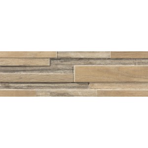 Wandverblender Guetaria in Beige mit Holzoptik, aus Feinsteinzeug, 16,3x51,7 cm.