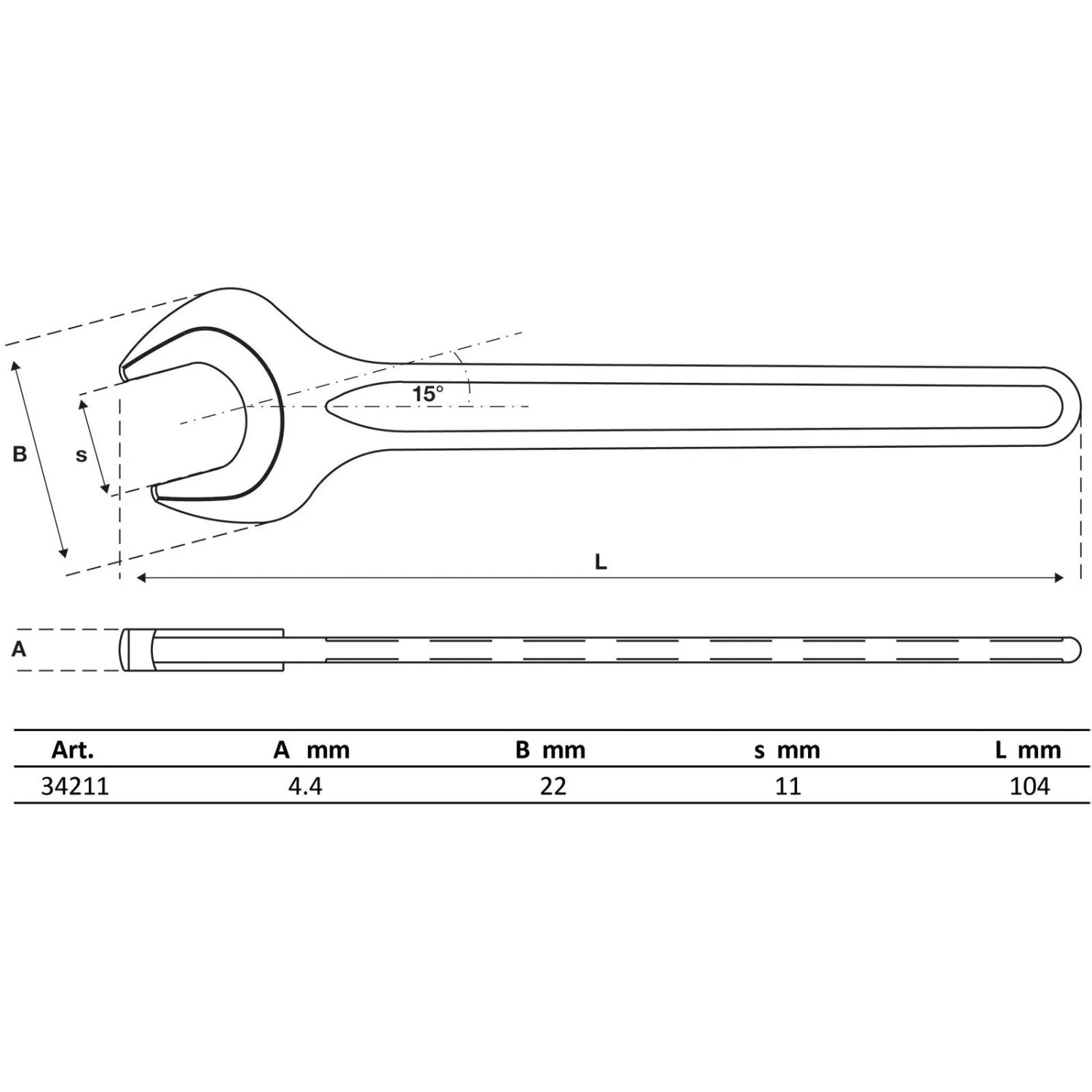 BGS Einmaulschlüssel DIN 894 SW 11 Mm 34211