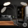 Schwarze Briloner LED-Klemmleuchte PLEGG mit schwenkbarem Licht für Tisch oder Bett.