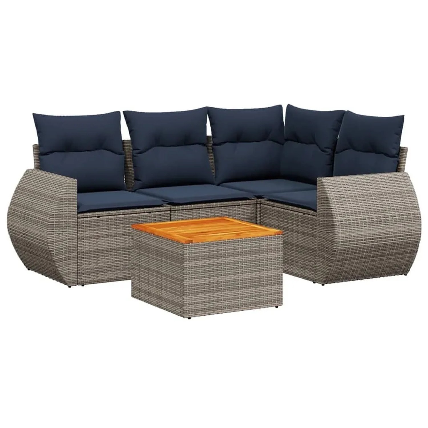 vidaXL 5-Tlg Gartensofa-Set mit Kissen Grau Polyrattan 3224990 günstig online kaufen