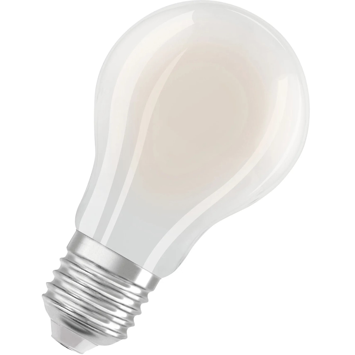 Matte, kaltweiße Osram LED Lampe E27 in Glühlampenform, 3,8W, 806 Lumen.
