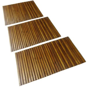 3 Akazienholz Badematten (80x50cm) für Bad oder Sauna. Rutschfeste Holzmatte im Set.