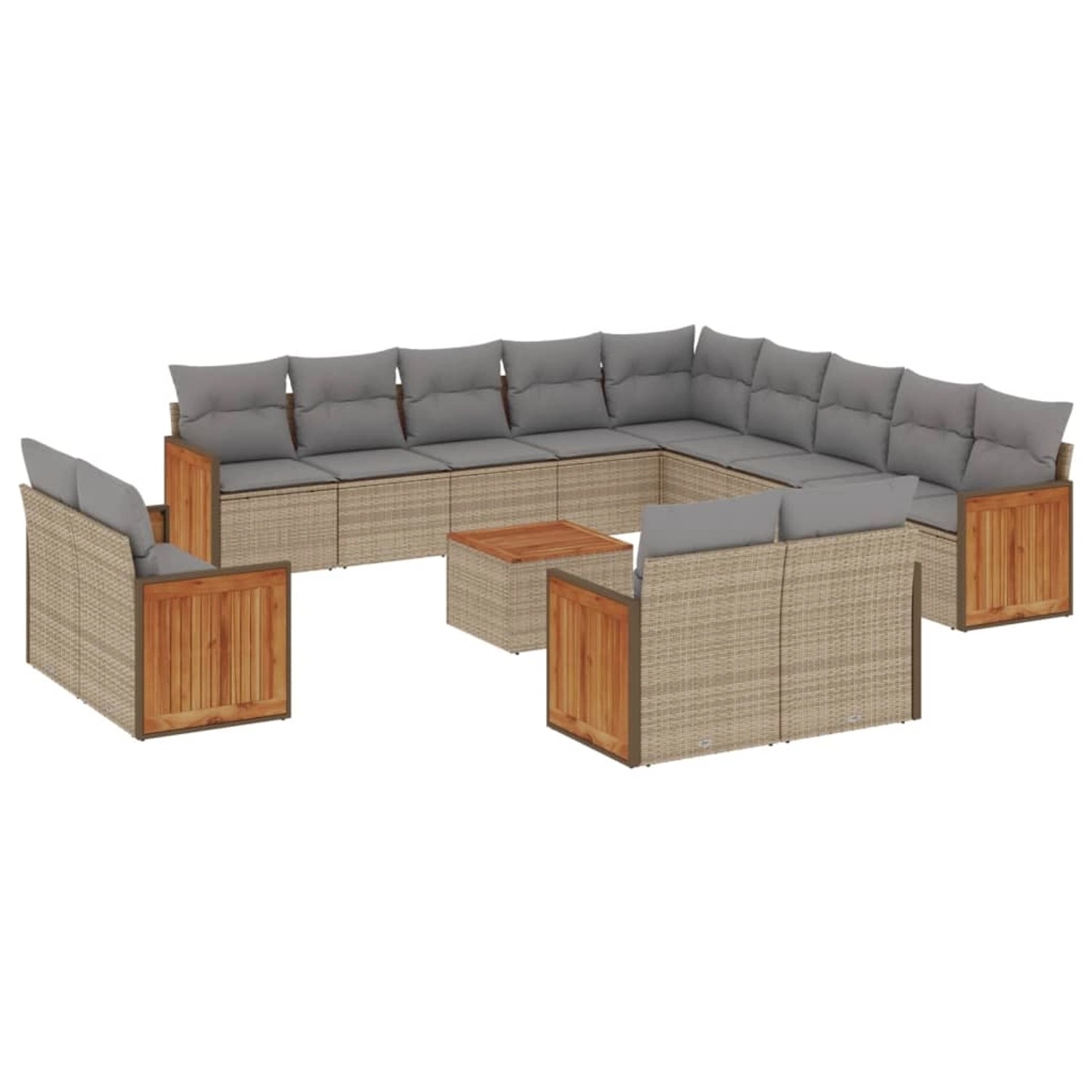 vidaXL 14-Tlg Garten-Sofagarnitur mit Kissen Beige Poly Rattan 3228215 günstig online kaufen