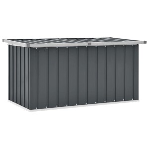 furnicato Gartenbox, grau, 129x67x65 cm. Universalbox aus verzinktem Stahl für Garten und Terrasse.