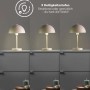 Beige mokebo LED Akku Tischleuchte mit 3 Helligkeitsstufen als Innenleuchte.
