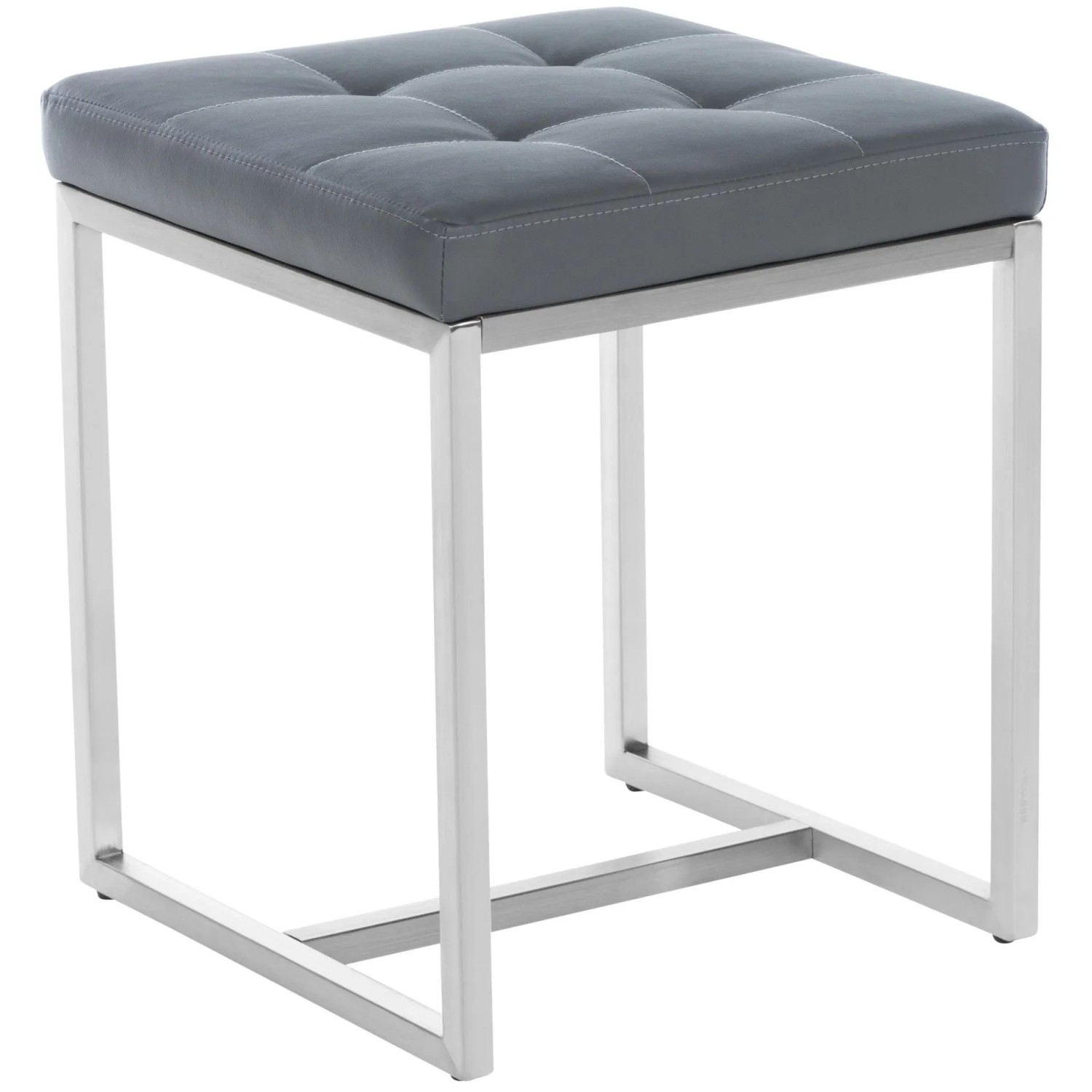 DELUKE Sitzhocker VELAN Kunstleder Grau 40x40x48cm Hocker Schlafzimmer Polsterhocker Wohnzimmer Sitzbank Esszimmer
