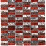 Mosaikmatte aus Naturstein Metalica Marron, 30x30 cm. Mosaikfliesen in Braun-, Grau- und Rottönen.