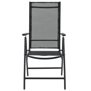 Dunkelgrauer Stuhl der Juskys Gartengarnitur Milano mit Textilgewebe und Aluminiumrahmen.