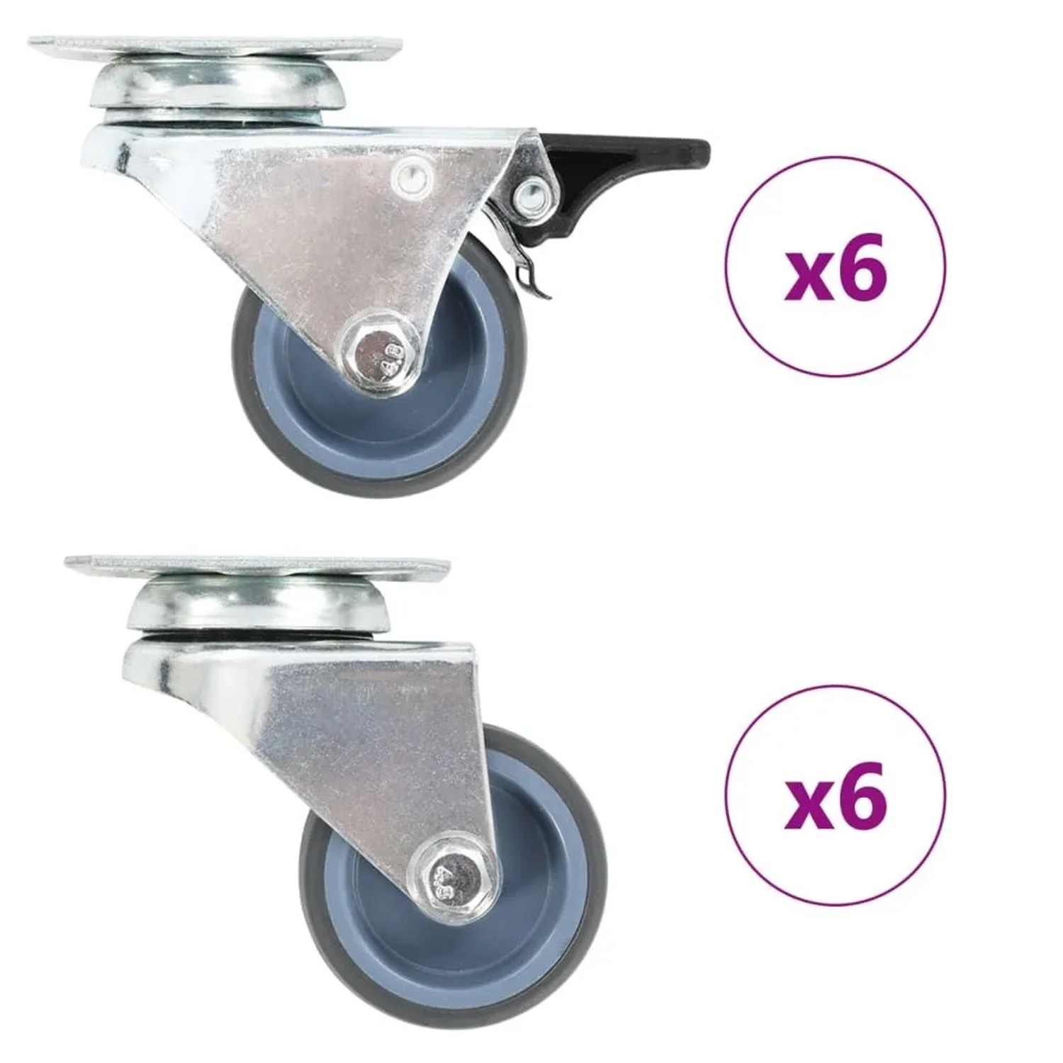 vidaXL 12 Stk Lenkrollen mit Zwillingsrad 50 mm 277922