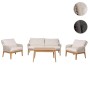 Cremefarbene 4-teilige MCW Gartengarnitur H56b aus Akazienholz mit Tisch und Seilgeflecht.